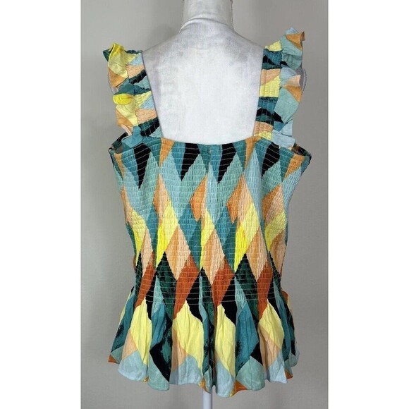 Torrid Peplum Crinkle Gauze Smocked Tank Top Multi Geo Plus Size 3X … - Picture 5 of 12